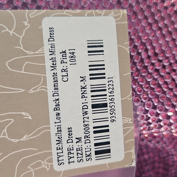 Meshki Meilani Low Back Diamante Pink Mesh Mini Dress - Picture 4 of 4